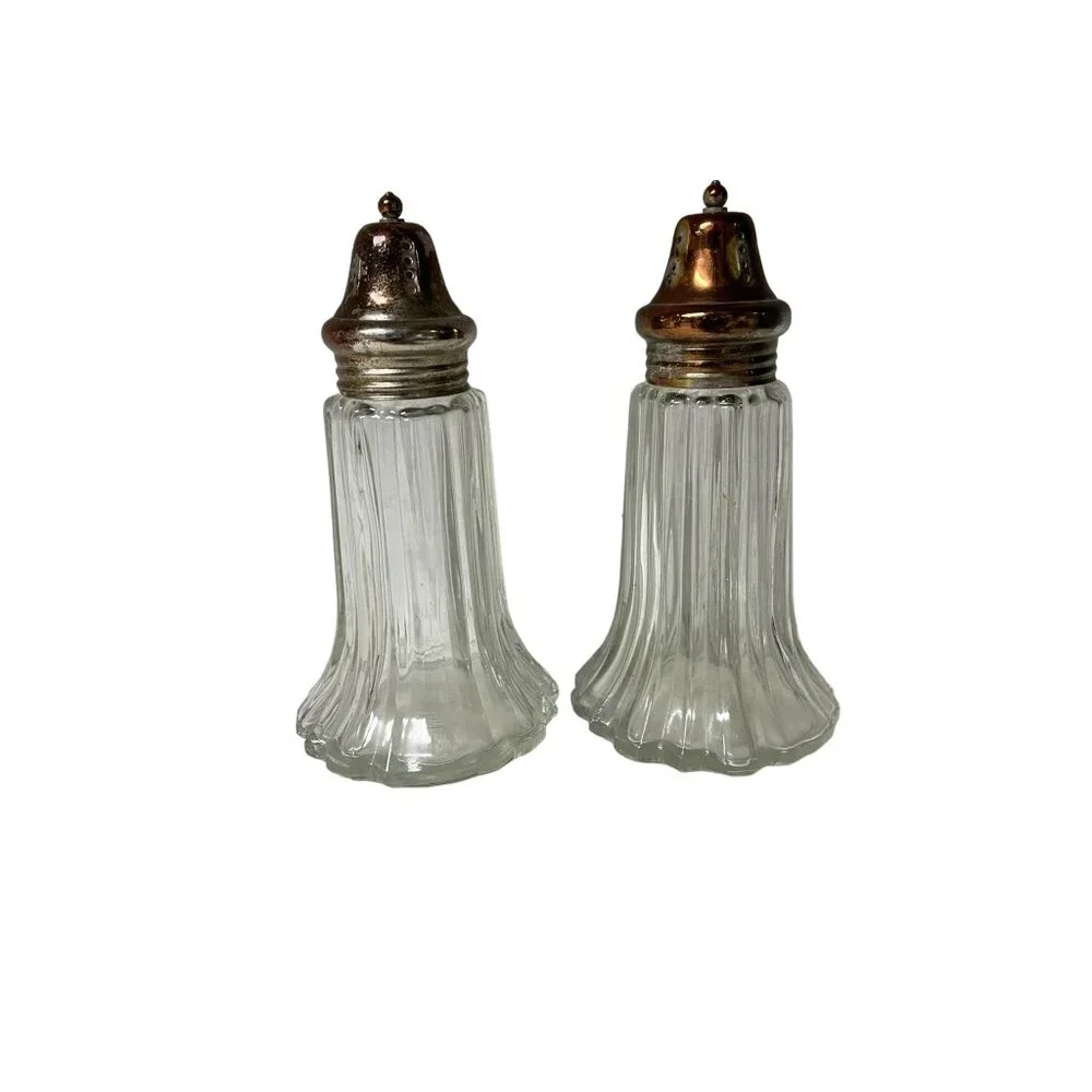 Vintage Leonard Crystal Silver Plate Salt/Pepper Shaker (Set) - Picture 2 of 12